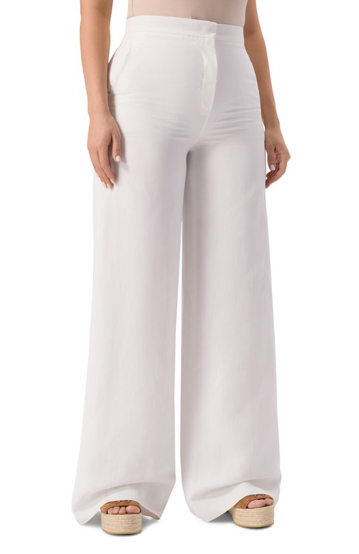 Брюки из вискозы и льна Max Mara Studio VICARI0 Белый  VICARI0 Фото 3