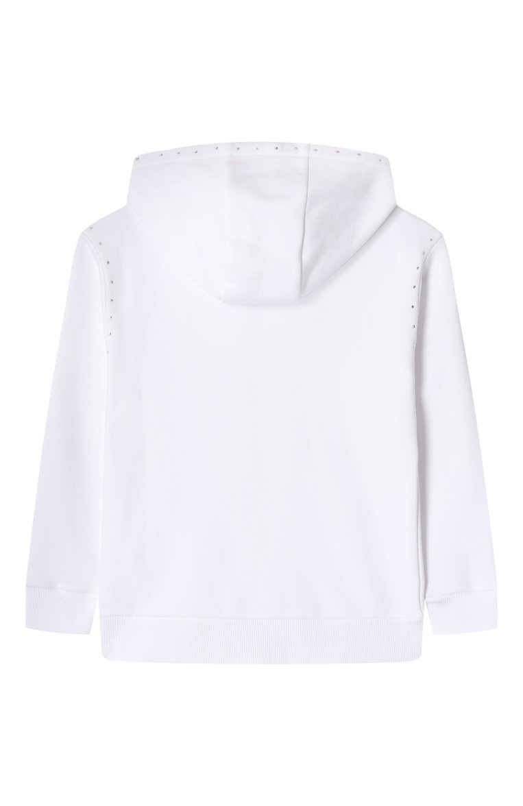 Детский хлопковая толстовка GIVENCHY белого цвета, арт. H30772 | Фото 2 (Рукава: Длинные; Драгоценные камни: Проставлено; Материал сплава: Проставлено; Материал подклада: Хлопок; Девочки Кросс-КТ: Толстовка-спорт, Толстовка-одежда; Материал внешний: Хлопок; Ростовка одежда: 5 лет | 110 см, 13 - 15 лет | 158 см, 9 лет | 134 см, 7 лет | 122 см, 12 лет | 152 см)