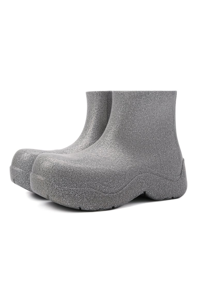 Мужские резиновые сапоги puddle BOTTEGA VENETA серебряного цвета, арт. 640043/V10Q0 | Фото 1 (Материал внутренний: Текстиль, Натуральная кожа; Каблук высота: Высокий; Подошва: Массивная; Материал внешний: Резина; Мужское Кросс-КТ: Сапоги-обувь; Кросс-КТ: резиновые; Материал утеплителя: Без утеплителя; Драгоценные камни: Проставлено; Материал сплава: Проставлено)