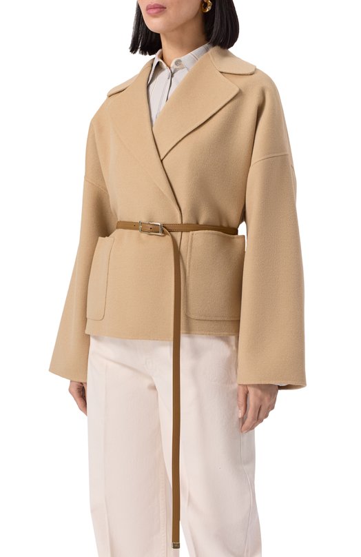 Полупальто из шерсти и кашемира Max Mara Studio BLASY Бежевый  BLASY Фото 3