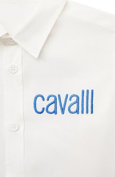 Детский хлопковая рубашка ROBERTO CAVALLI белого цвета, арт. QJT705/CH004/06M-12M | Фото 3 (Материал сплава: Проставлено; Нос: Не проставлено; Материал внешний: Хлопок; Кросс-КТ НВ: Рубашка; Ростовка одежда: 6 мес | 68 см, 9 мес | 74 см)