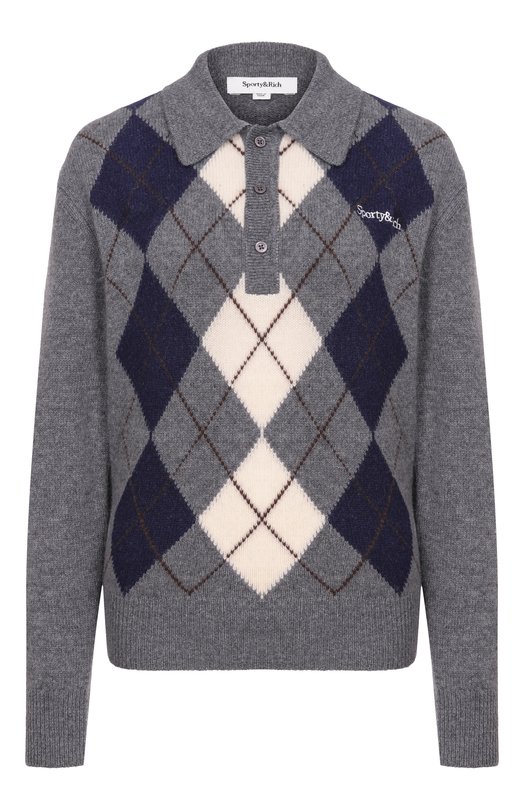 Поло из кашемира и шерсти Sporty and Rich WS07462300GY16 Серый WS07462300GY16