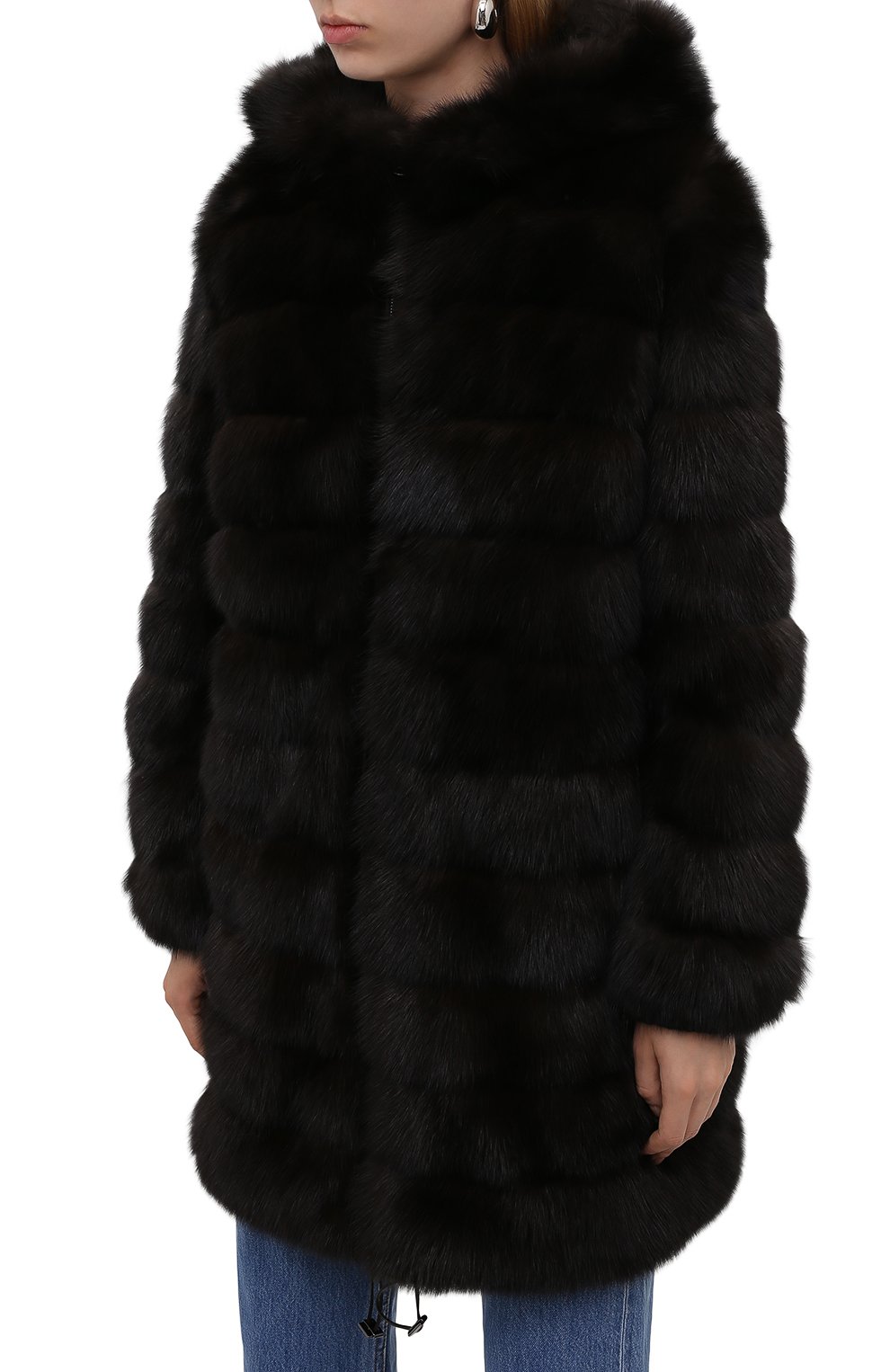 Куртка с подкладкой из меха соболя MANZONI24, арт. 21M551-ZNY/EXTRA DARK/38-46, фото 6