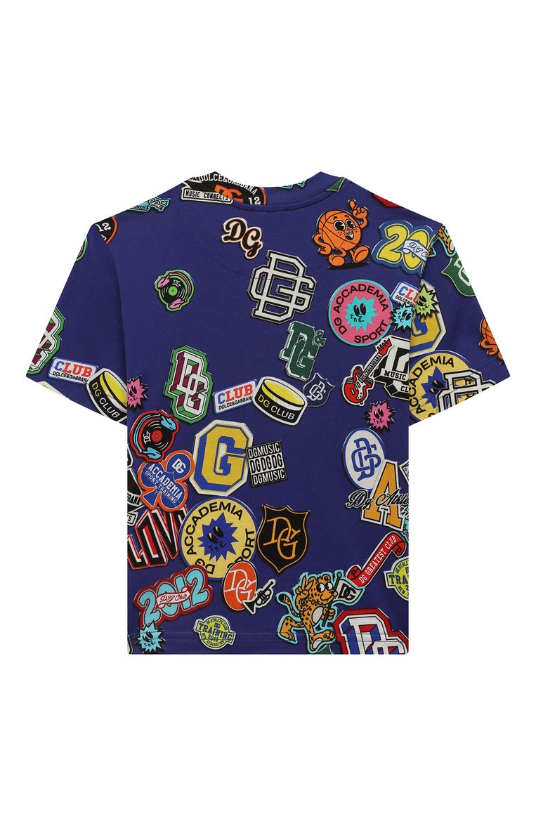 Детская хлопковая футболка DOLCE & GABBANA синего цвета, арт. L4JTDS/HS7L8/2-6 | Фото 2 (Рукава: Короткие; Материал внешний: Хлопок; Мальчики Кросс-КТ: Футболка-одежда; Автоматизация ТО: Проставлено; Автоматизация состава: Проставлено)