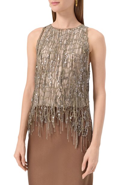 Топ с отделкой стразами BRUNELLO CUCINELLI, арт. MSFR21700, фото 3