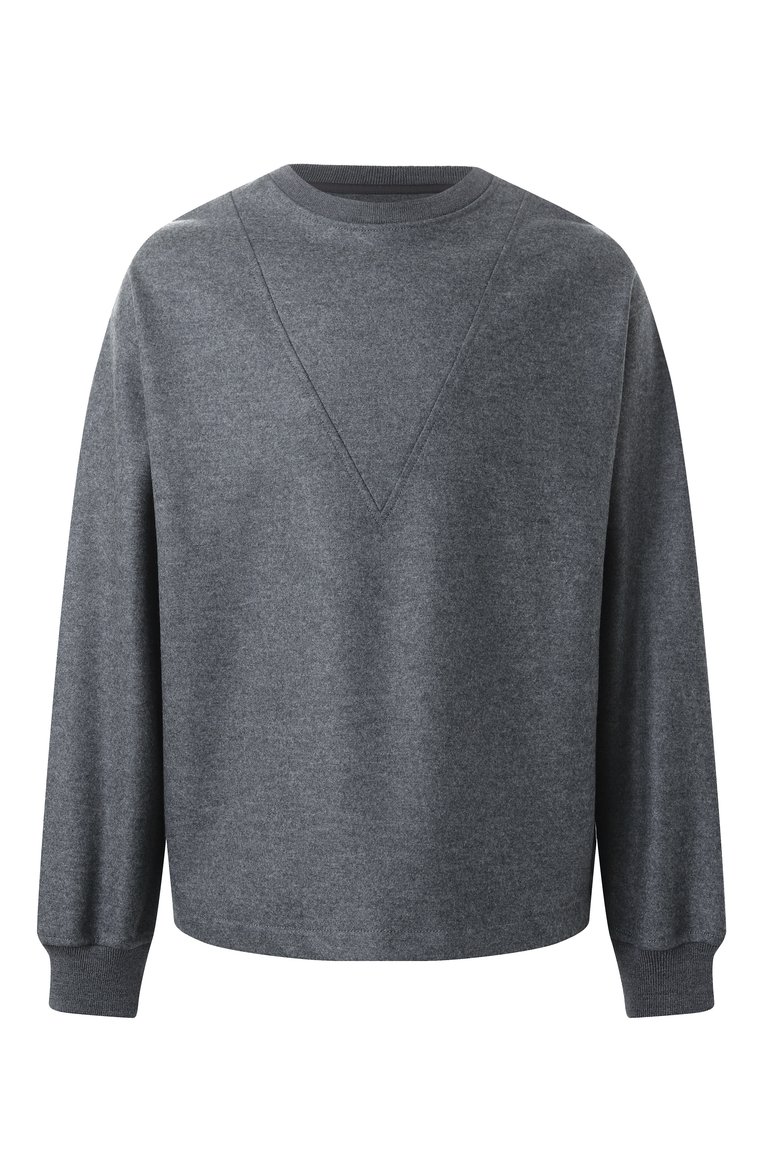 Мужской шерстяной свитшот JIL SANDER темно-серого цвета, арт. J61GU0002/J40045 | Фото 1 (Длина (для топов): Стандартные; Материал сплава: Проставлено; Рукава: Длинные; Драгоценные камни: Проставлено; Материал внешний: Шерсть; Мужское Кросс-КТ: свитшот-одежда; Принт: Без принта; Стили: Минимализм, Спорт-шик)