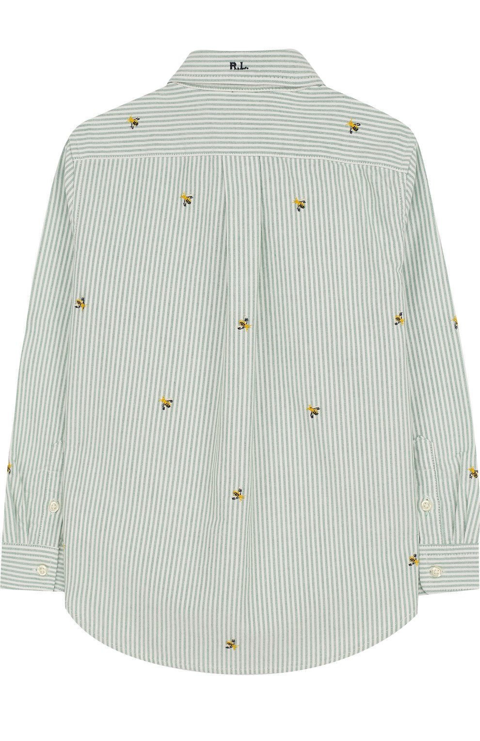 Хлопковая рубашка с воротником button down и вышивкой RALPH LAUREN, арт. 322691591, фото 2