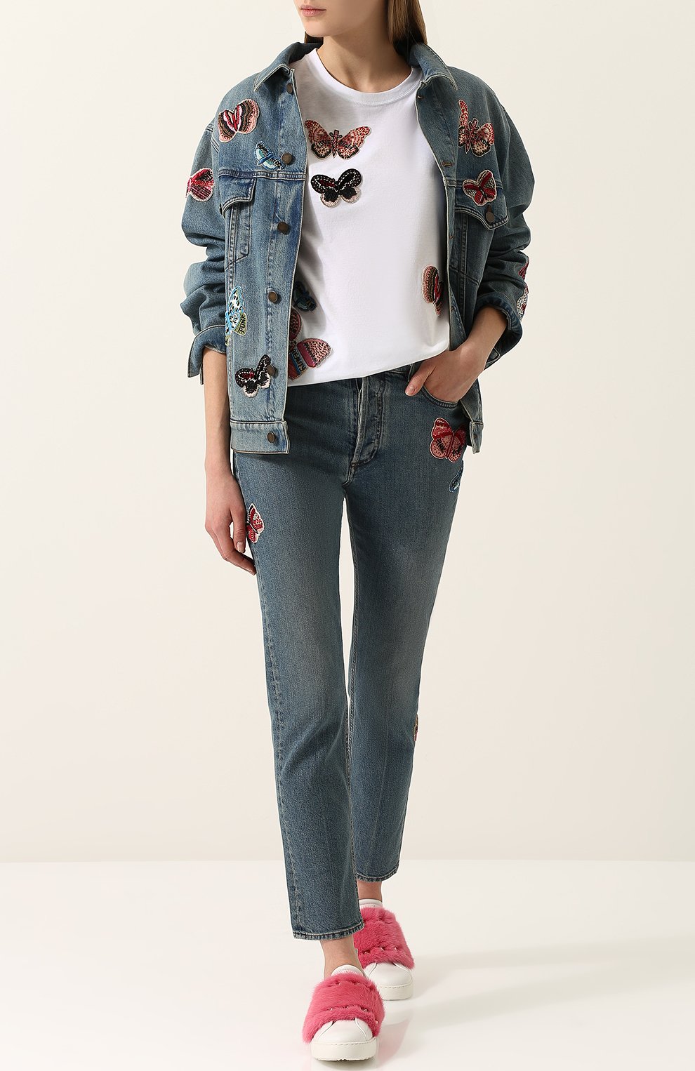 Футболка прямого кроя с отделкой в виде бабочек VALENTINO, арт. PB3MG06U/3P7, фото 2