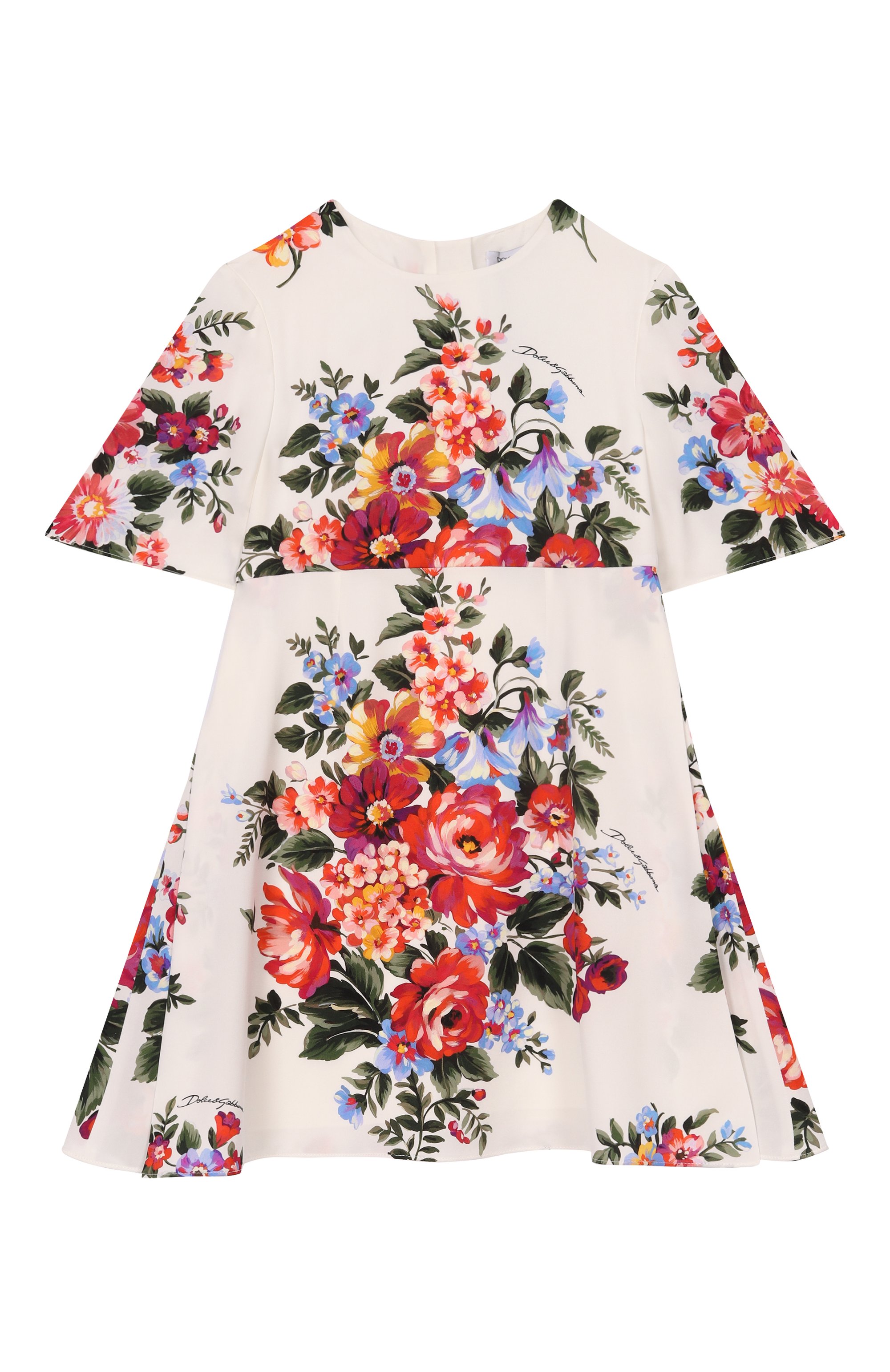 Шелковое платье DOLCE & GABBANA кремового цвета по цене 96200 руб., арт. L53DF0/FSA8P, фото 1 Шелковое платье DOLCE & GABBANA, арт. L53DF0/FSA8P, фото 1