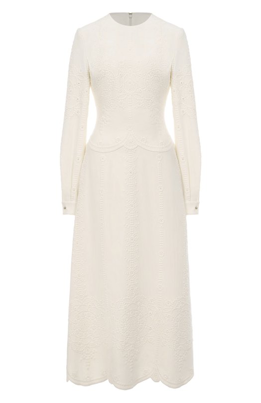 Платье из шелка и вискозы Elie Saab D0859NF25/CDE04 Кремовый D0859NF25/CDE04