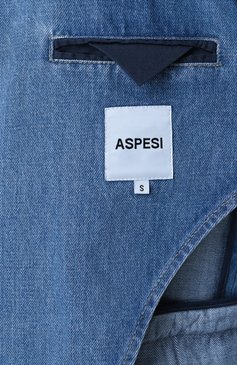 Женский джинсовый жакет ASPESI голубого цвета, арт. 0949/L126 | Фото 6 (Рукава: Длинные; Материал сплава: Проставлено; Драгоценные камни: Проставлено; Длина (для топов): Удлиненные; Стили: Кэжуэл; Женское Кросс-КТ: Жакет-одежда; 1-2-бортные: Однобортные; Кросс-КТ: Деним; Материал внешний: Деним, Хлопок)