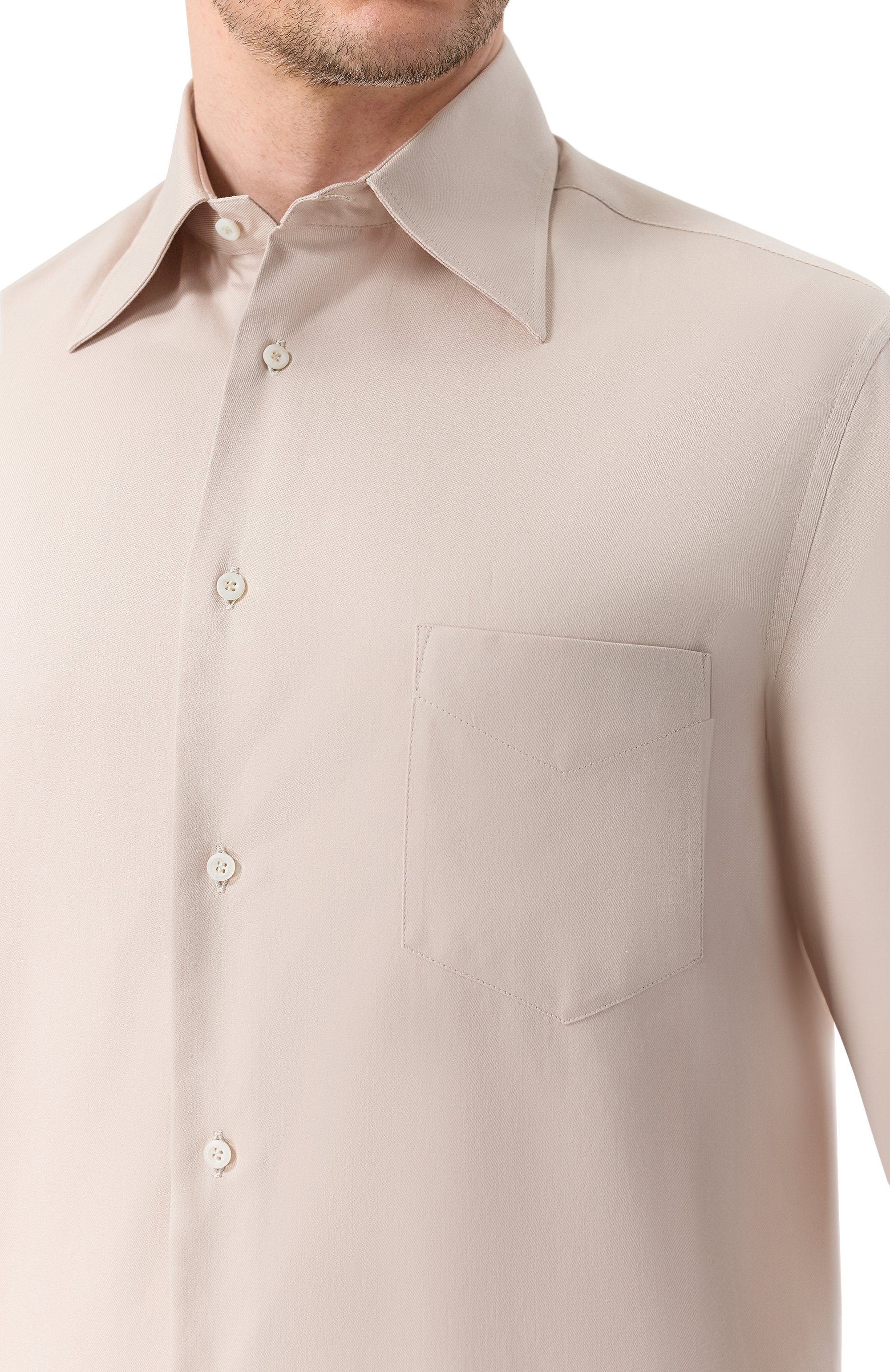 Хлопковая сорочка BRUNELLO CUCINELLI светло-бежевого цвета по цене 88800 руб., арт. MW6040621, фото 5 Хлопковая сорочка BRUNELLO CUCINELLI, арт. MW6040621, фото 5