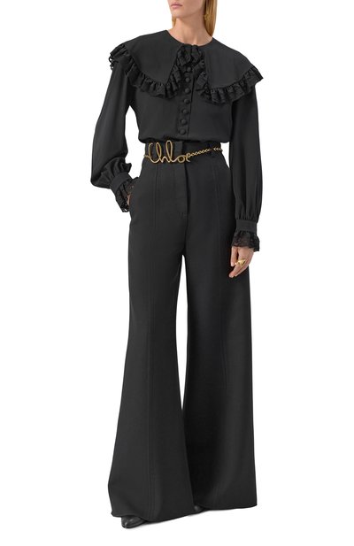 Шелковая блузка CHLOÉ черного цвета по цене 260000 руб., арт. CH25WHT07005, фото 2 Шелковая блузка CHLOÉ, арт. CH25WHT07005, фото 2