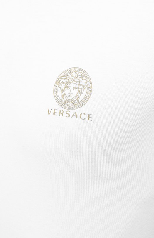 Хлопковая футболка Versace AUU01005/A232741 Белый  AUU01005/A232741 Фото 4