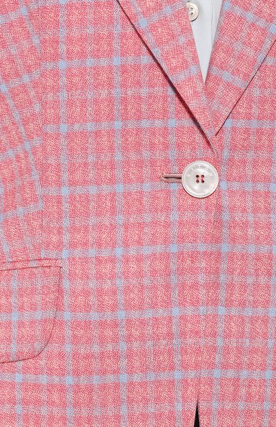 Приталенный кашемировый жакет в клетку KITON розового цвета по цене 421500 руб., арт. D15510K06P0749003, фото 5 Приталенный кашемировый жакет в клетку KITON, арт. D15510K06P0749003, фото 5