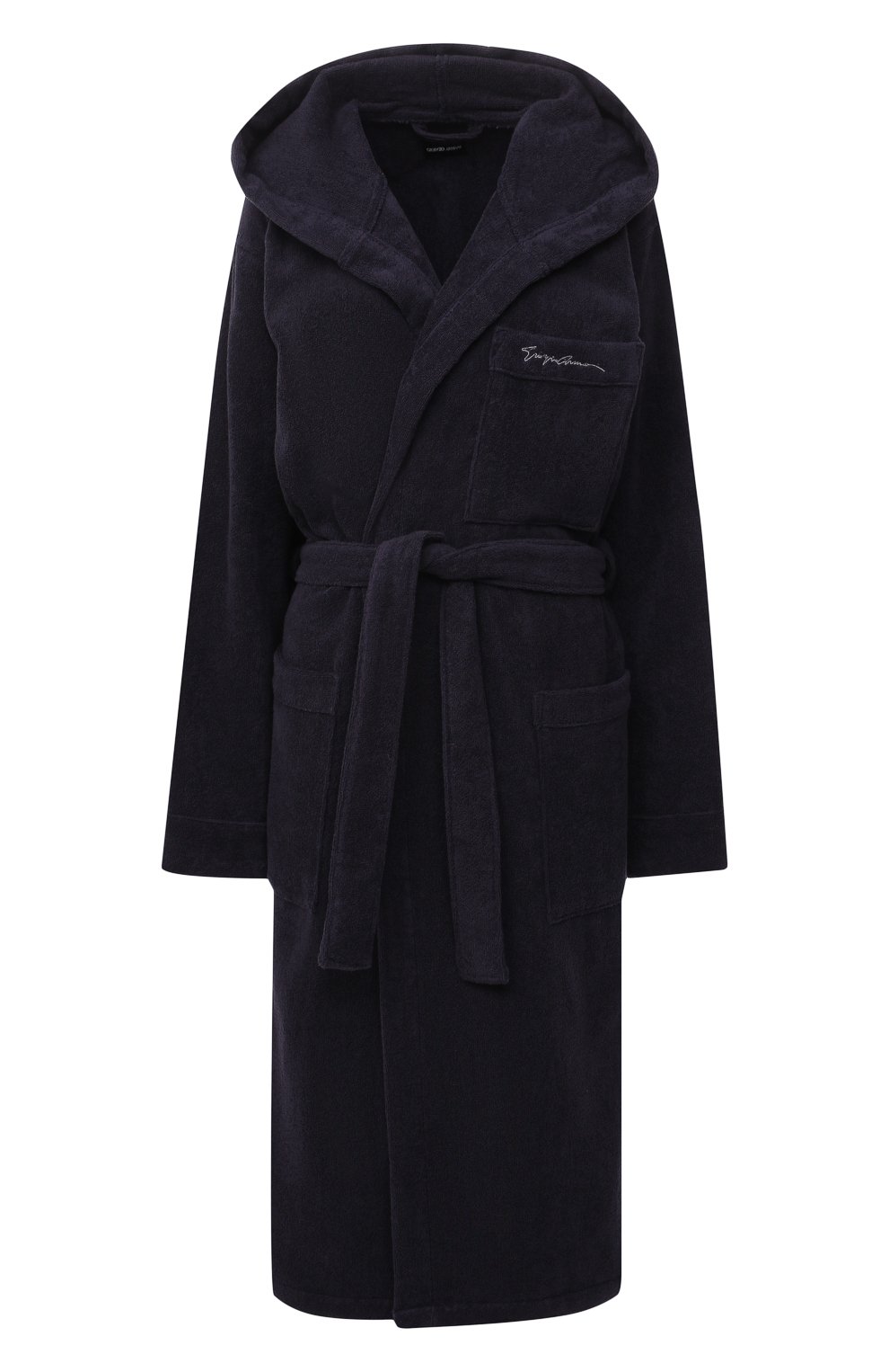 Хлопковый халат GIORGIO ARMANI темно-синего цвета по цене 59500 руб., арт. 200359/CC943, фото 1 Хлопковый халат GIORGIO ARMANI, арт. 200359/CC943, фото 1