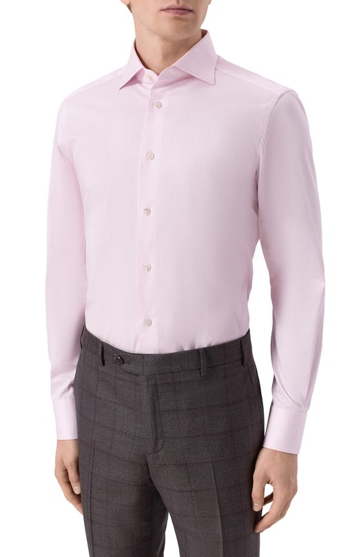 Хлопковая сорочка Zegna 9MS0BA/R801044A8 Розовый  9MS0BA/R801044A8 Фото 3