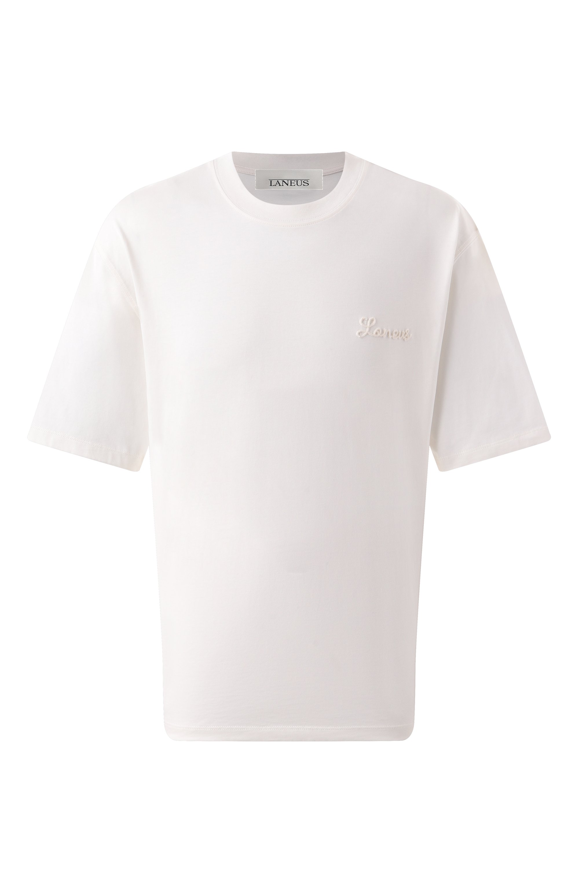 Хлопковая футболка LANEUS молочного цвета по цене 13350 руб., арт. S5LAMATH089, фото 1 Хлопковая футболка LANEUS, арт. S5LAMATH089, фото 1