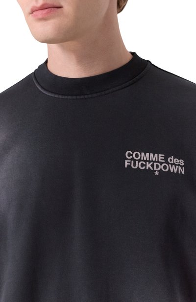 Хлопковый свитшот COMME DES FUCKDOWN темно-серого цвета по цене 14150 руб., арт. CFABM01741, фото 5 Хлопковый свитшот COMME DES FUCKDOWN, арт. CFABM01741, фото 5
