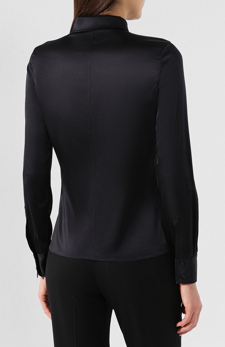 Женская шелковая рубашка TOM FORD черного цвета, арт. CA3100-FAX334 | Фото 4 (Рукава: Длинные; Материал внешний: Шелк; Длина (для топов): Стандартные; Принт: Без принта; Женское Кросс-КТ: Рубашка-одежда; Статус проверки: Проверена категория; Региональные ограничения белый список (Axapta Mercury): RU)