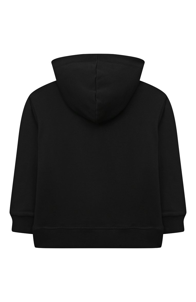Детский хлопковое худи DSQUARED2 черного цвета, арт. DQ1741/D009B | Фото 2 (Рукава: Длинные; Материал внешний: Хлопок; Мальчики Кросс-КТ: Худи-одежда; Автоматизация ТО: Проставлено; Автоматизация состава: Проставлено)