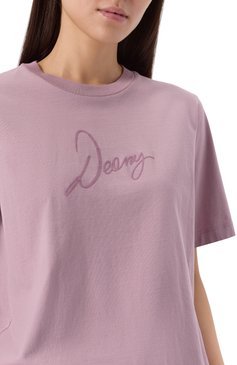 Женская хлопковая футболка DSQUARED2 розового цвета, арт. S75GD0453/D20035 | Фото 5 (Рукава: Короткие; Драгоценные камни: Проставлено; Длина (для топов): Стандартные; Материал сплава: Проставлено; Принт: С принтом; Стили: Кэжуэл; Материал внешний: Хлопок)