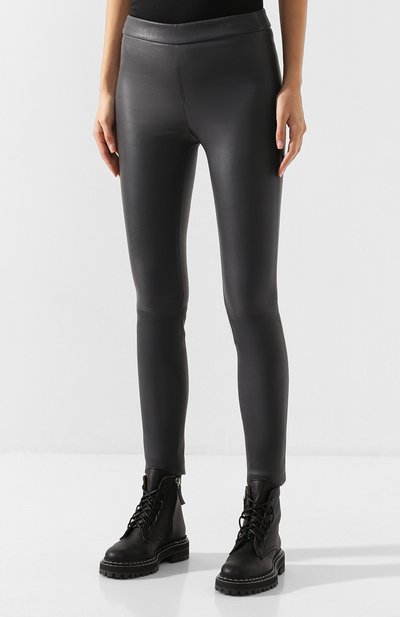 Кожаные легинсы HELMUT LANG темно-серого цвета по цене 140500 руб., арт. J07HW201, фото 3 Кожаные легинсы HELMUT LANG, арт. J07HW201, фото 3