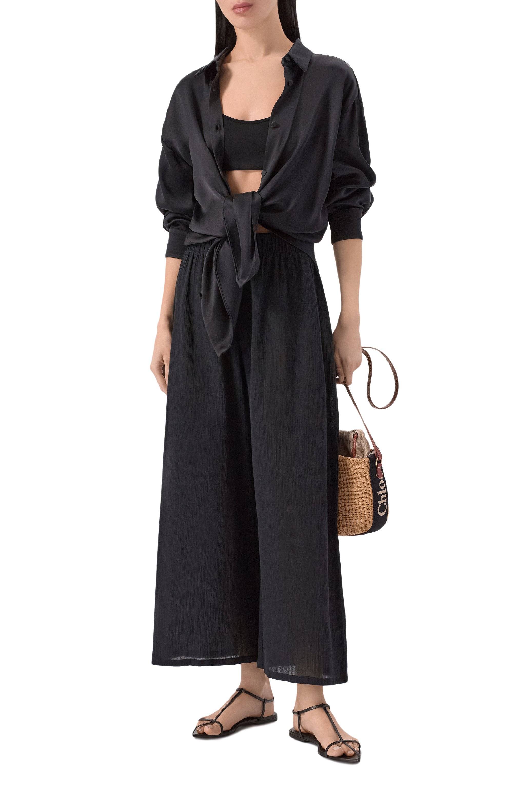 Хлопковые брюки MAX MARA черного цвета по цене 19910 руб., арт. SIMEONE 31310128, фото 2 Хлопковые брюки MAX MARA, арт. SIMEONE 31310128, фото 2