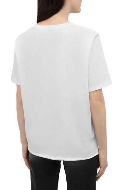 Хлопковая футболка SAINT LAURENT белого цвета по цене 39250 руб., арт. 646190/Y36AD, фото 4 Хлопковая футболка SAINT LAURENT, арт. 646190/Y36AD, фото 4