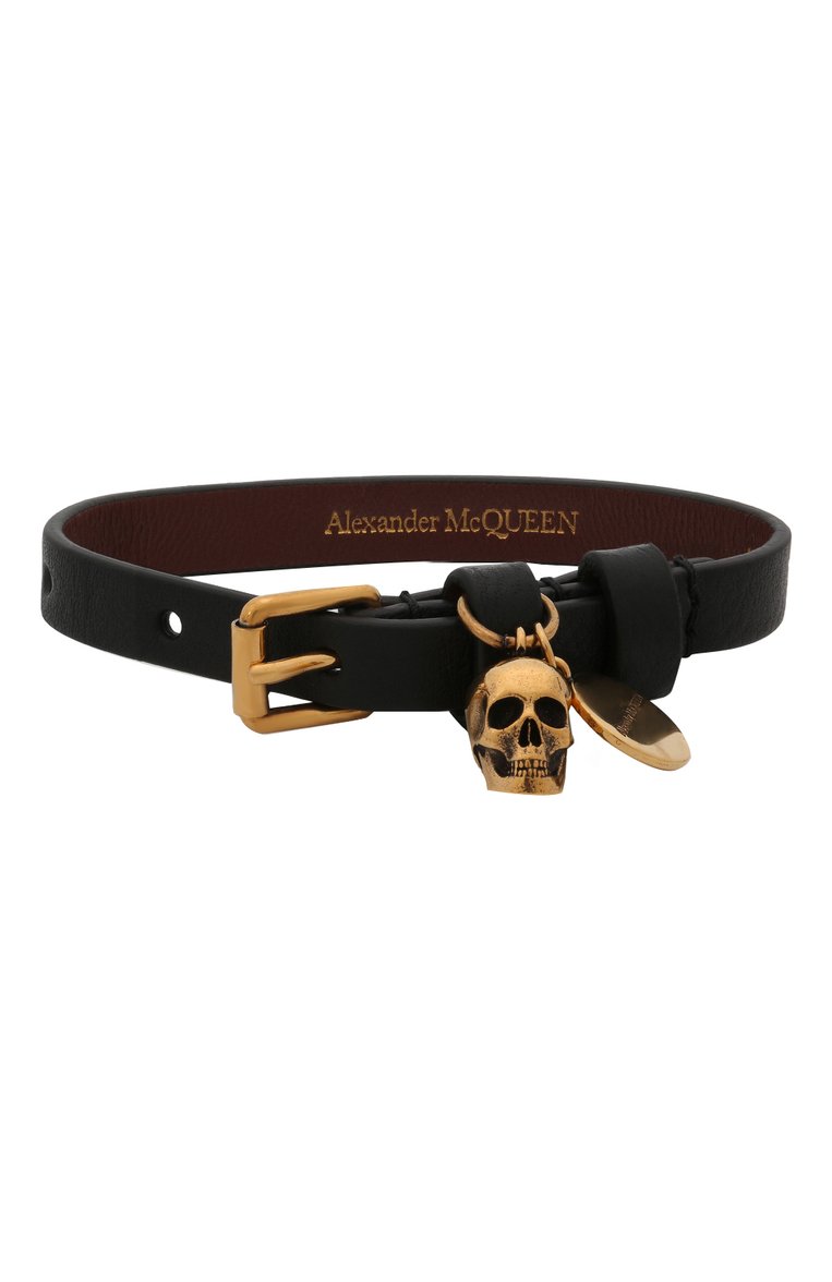 Мужской кожаный браслет ALEXANDER MCQUEEN черного цвета, арт. 554467/CQE0T | Фото 1 (Материал: Натуральная кожа; Нос: Не проставлено; Региональные ограничения бел�ый список (Axapta Mercury): Не проставлено)