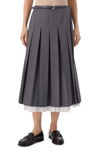 Плиссированная юбка JUUN.J серого цвета по цене 92400 руб., арт. JW5427W53, фото 3 Плиссированная юбка JUUN.J, арт. JW5427W53, фото 3