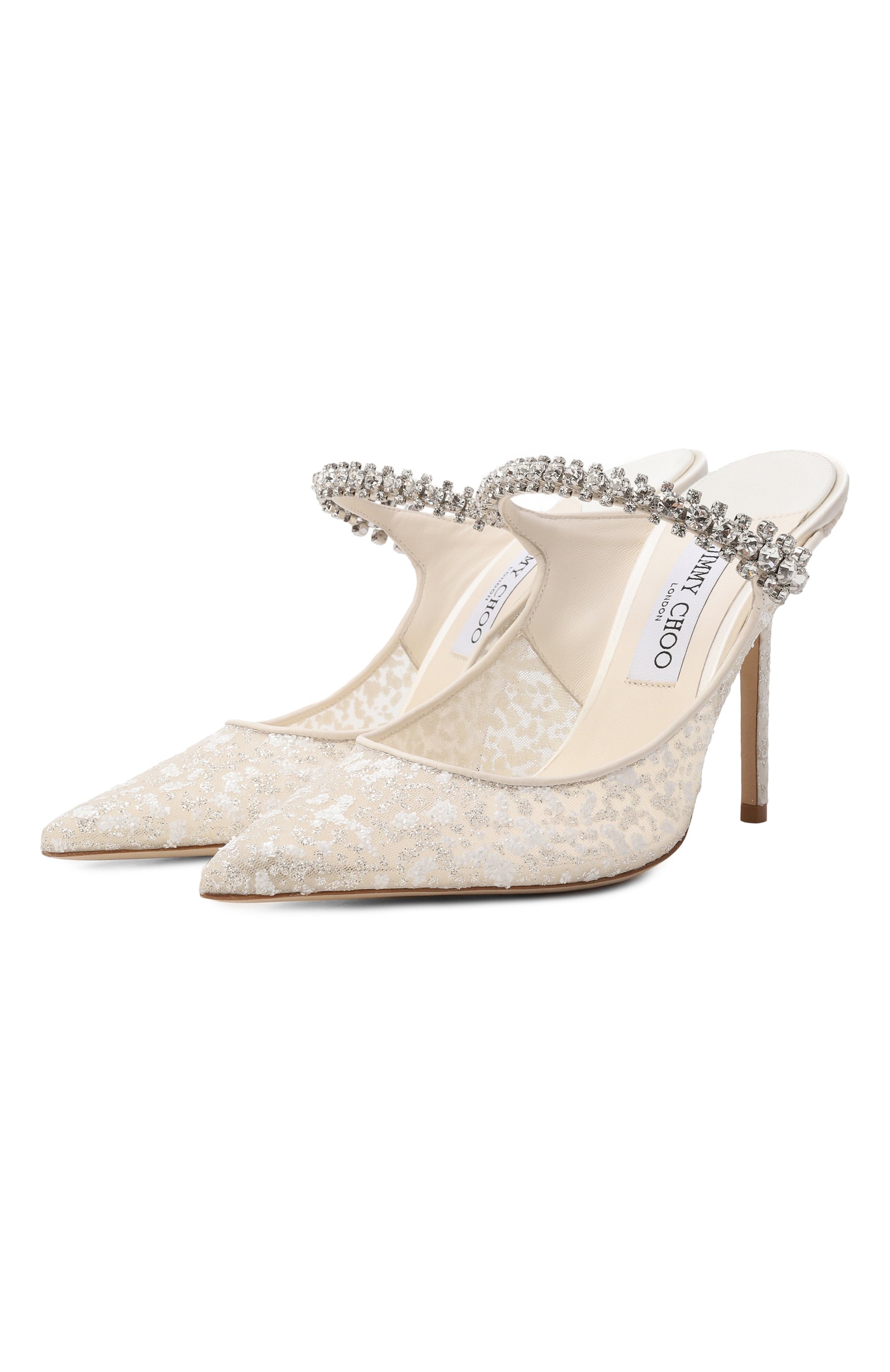 Текстильные мюли bing 100 JIMMY CHOO кремового цвета по цене 137000 руб., арт. BING100GJD, фото 1 Текстильные мюли bing 100 JIMMY CHOO, арт. BING100GJD, фото 1