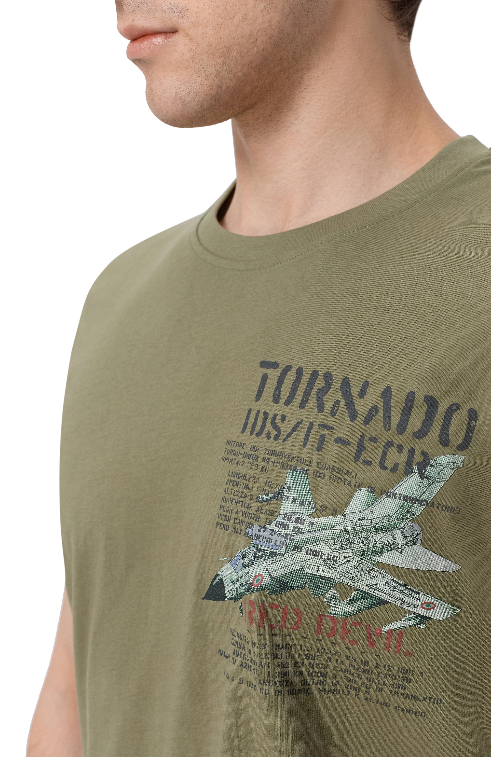 Хлопковая футболка AERONAUTICA MILITARE хаки цвета по цене 8865 руб., арт. TS2537UJ00727, фото 5 Хлопковая футболка AERONAUTICA MILITARE, арт. TS2537UJ00727, фото 5