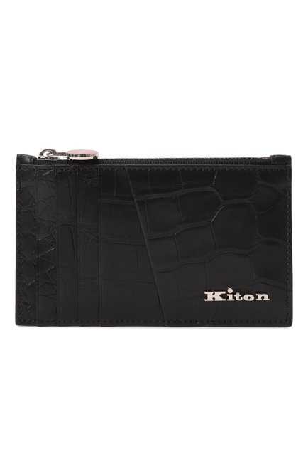 Мужской футляр для кредитных карт из кожи аллигатора KITON черного цвета, арт. UPEA009N0106901004 | Фото 1 (Материал: Экзотическая кожа; Нос: Не проставлено; Материал сплава: Проставлено)