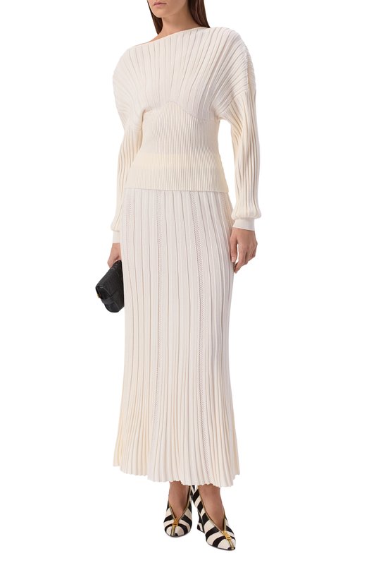 Юбка из вискозы Balmain GF1LD393/KJ30 Кремовый  GF1LD393/KJ30 Фото 2