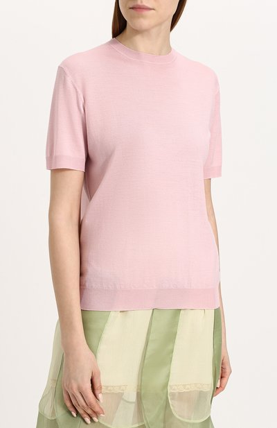 Однотонный вязаный топ с коротким рукавом PRADA, арт. P24V22-J2N-F0384, фото 3