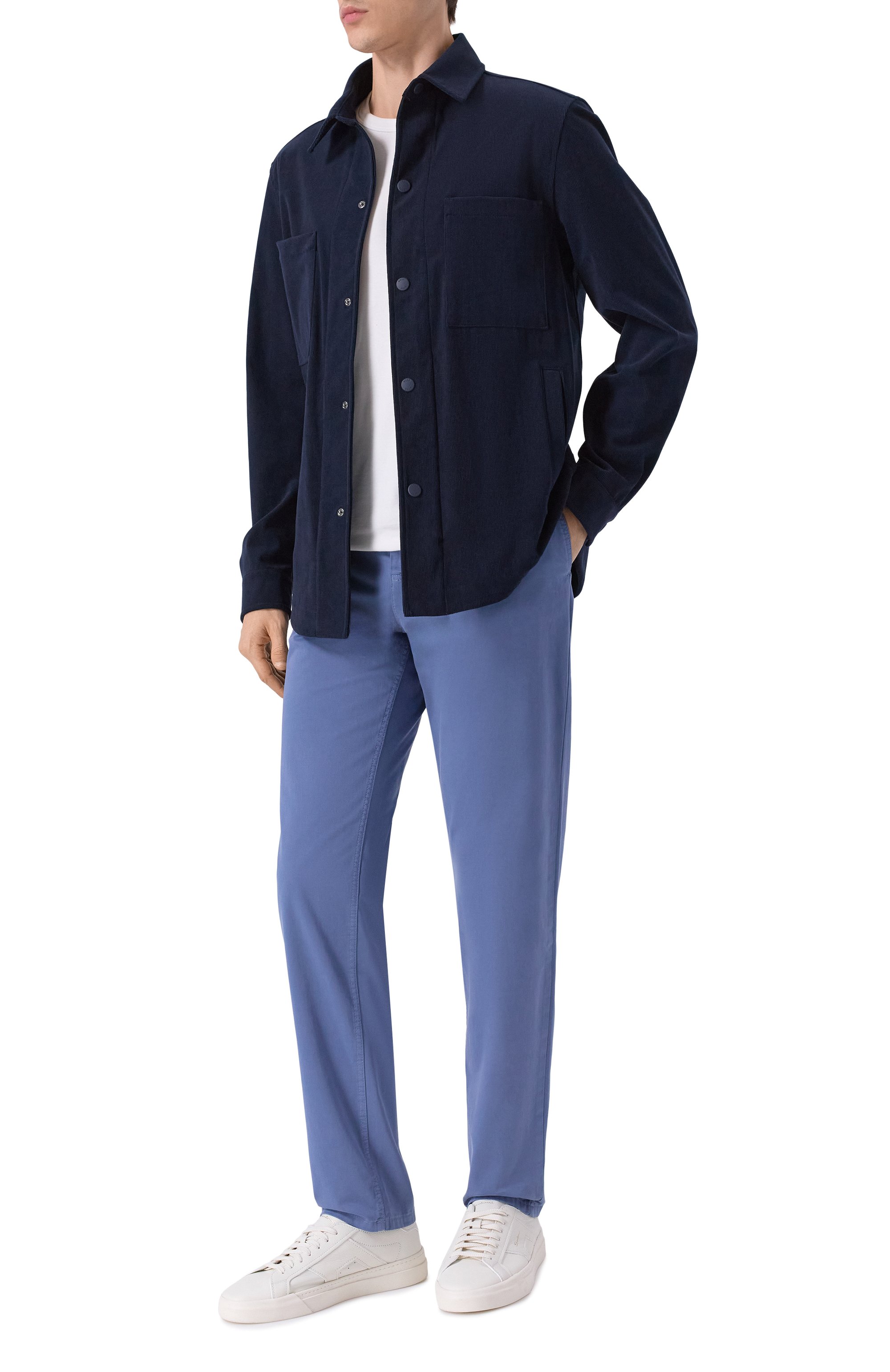 Хлопковые брюки BOSS ORANGE синего цвета по цене 16500 руб., арт. 50510917, фото 2 Хлопковые брюки BOSS ORANGE, арт. 50510917, фото 2