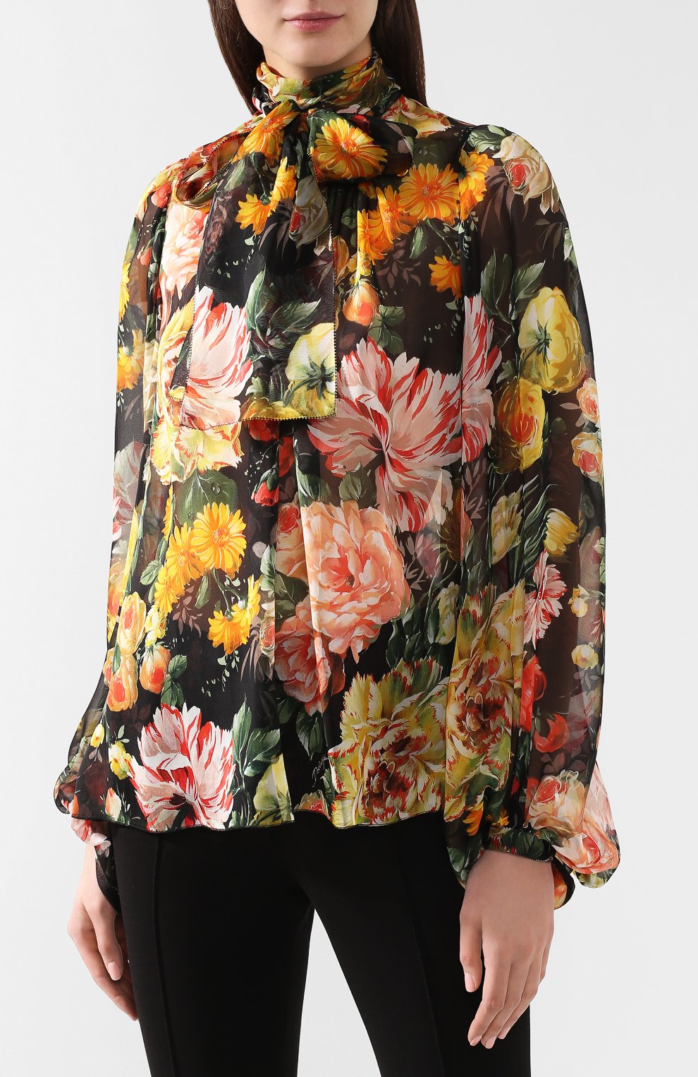 Шелковая блузка DOLCE & GABBANA разноцветного цвета по цене 129500 руб., арт. F7208T/HS1W1, фото 3 Шелковая блузка DOLCE & GABBANA, арт. F7208T/HS1W1, фото 3