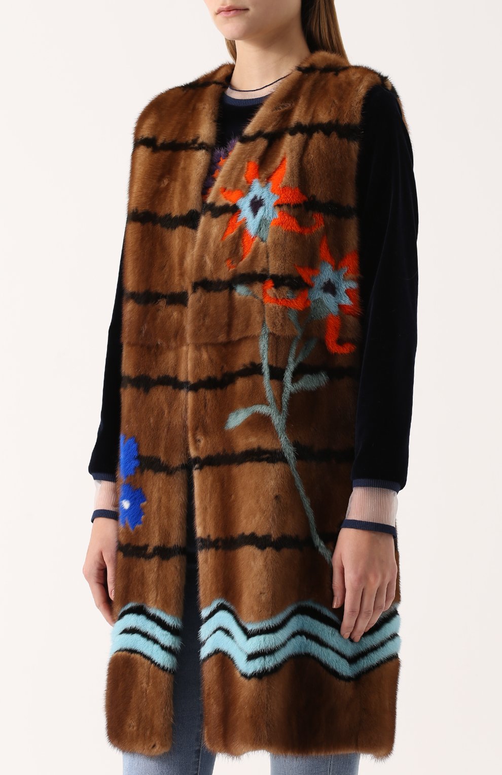 Меховой жилет из норки с контрастной отделкой FENDI, арт. FNH289/SDT, фото 3