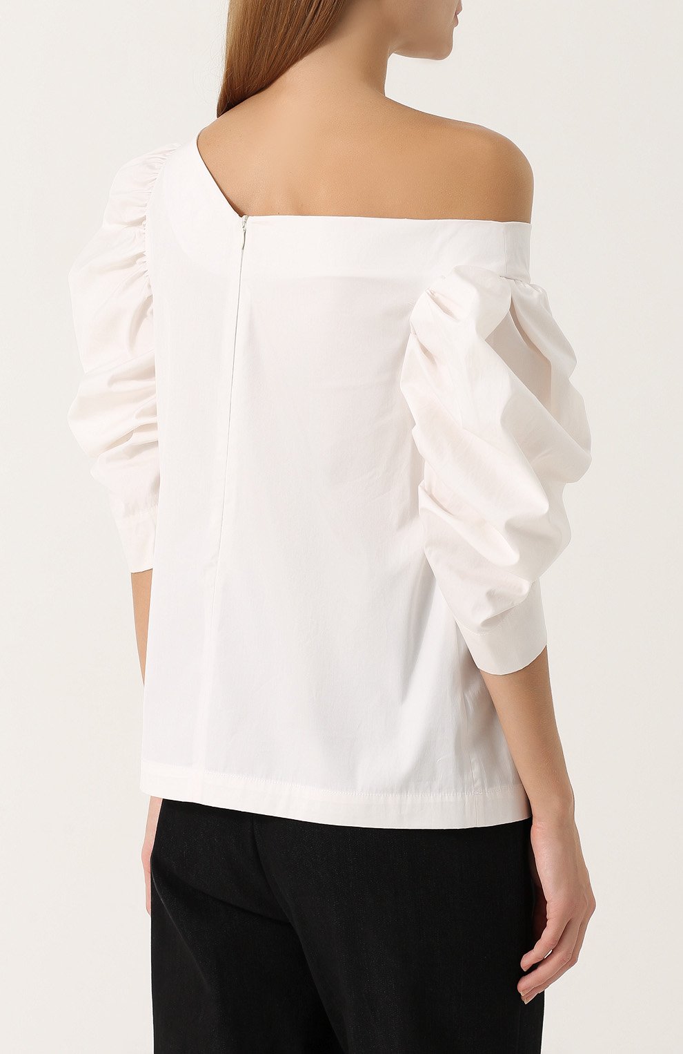 Хлопковый топ асимметричного кроя с драпировкой ISA ARFEN, арт. T005 AW17 WASHED C0TT0N P0PLIN, фото 4