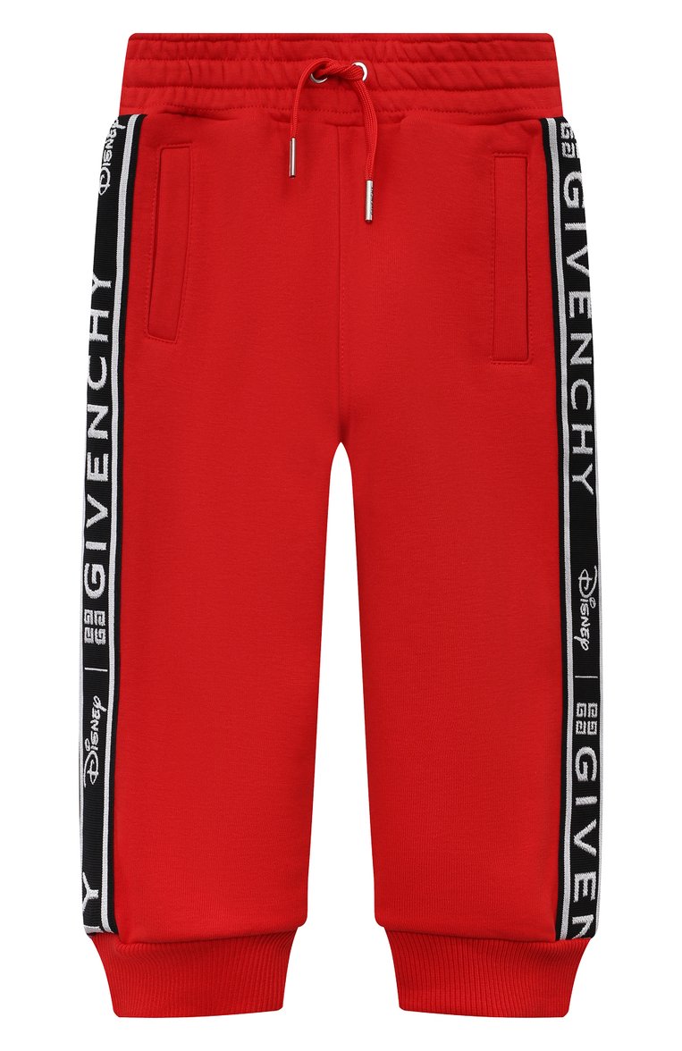 Детские хлопковые джоггеры GIVENCHY красного цвета, арт. H24232/4A-5A | Фото 1 (Материал внешний: Хлопок; Нос: Не проставлено; Тематический товар: Disney; Автоматизация состава: Проставлено)