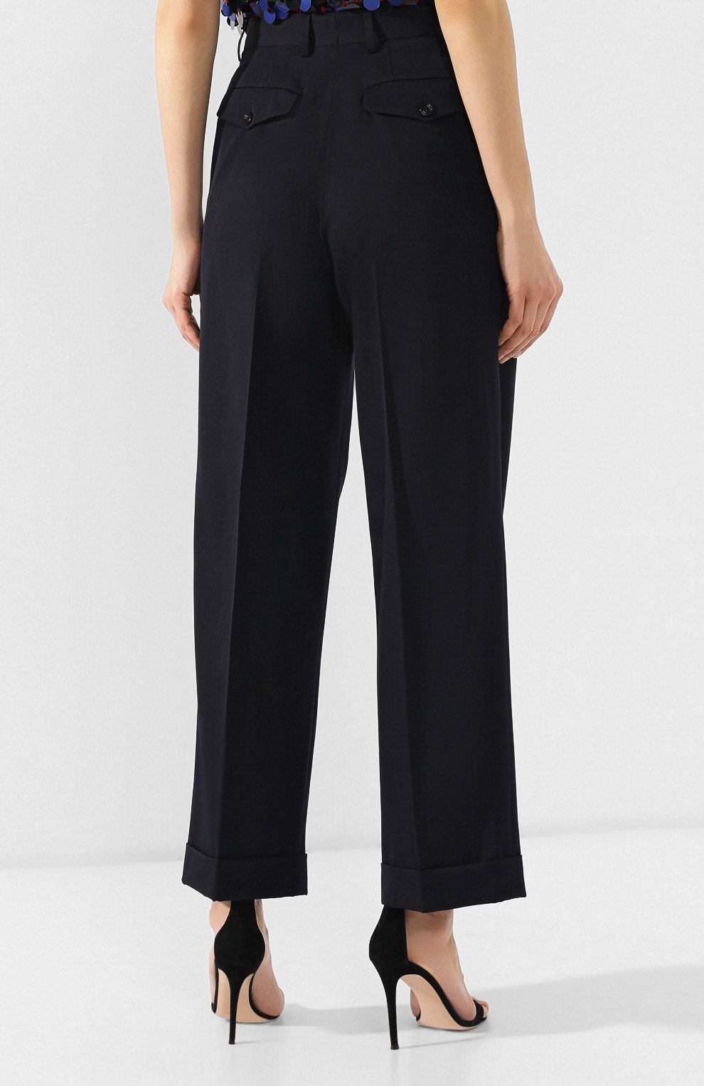 Шерстяные брюки DRIES VAN NOTEN темно-синего цвета по цене 47950 руб., арт. 191-10920-7228, фото 4 Шерстяные брюки DRIES VAN NOTEN, арт. 191-10920-7228, фото 4