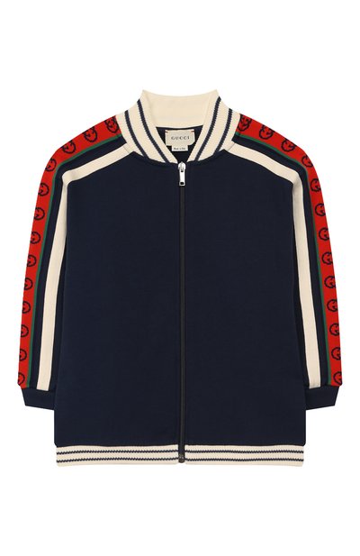 Хлопковая толстовка GUCCI синего цвета по цене 42900 руб., арт. 591492/XJB4P, фото 1 Хлопковая толстовка GUCCI, арт. 591492/XJB4P, фото 1
