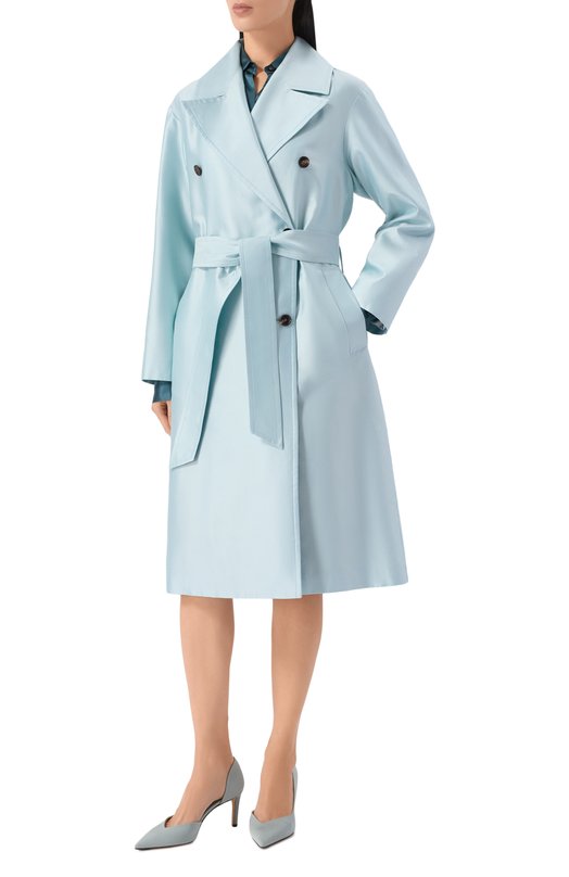 Тренч из хлопка и шелка Kiton D61615K09R1921 Голубой  D61615K09R1921 Фото 3