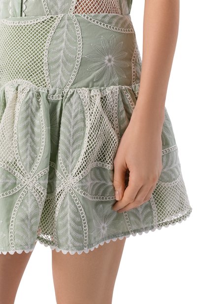 Хлопковая юбка POUPETTE ST BARTH светло-зеленого цвета по цене 34200 руб., арт. WE9S26UCBSG6, фото 5 Хлопковая юбка POUPETTE ST BARTH, арт. WE9S26UCBSG6, фото 5