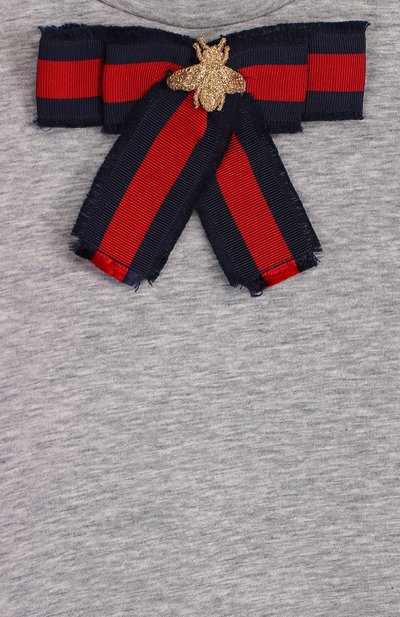 Хлопковый свитшот с бантом и металлизированной отделкой GUCCI серого цвета по цене 33650 руб., арт. 503947/X9073, фото 3 Хлопковый свитшот с бантом и металлизированной отделкой GUCCI, арт. 503947/X9073, фото 3