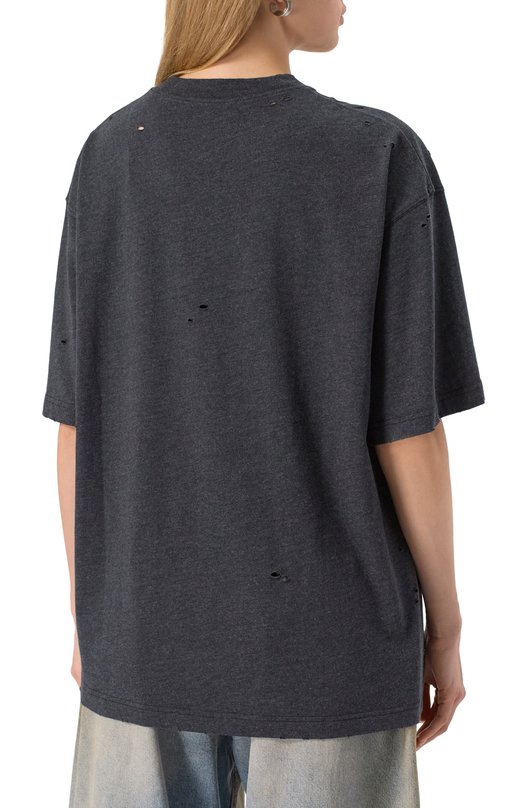 Хлопковая футболка Acne Studios FN-UX-TSHI000079/CL0294 Серый  FN-UX-TSHI000079/CL0294 Фото 4