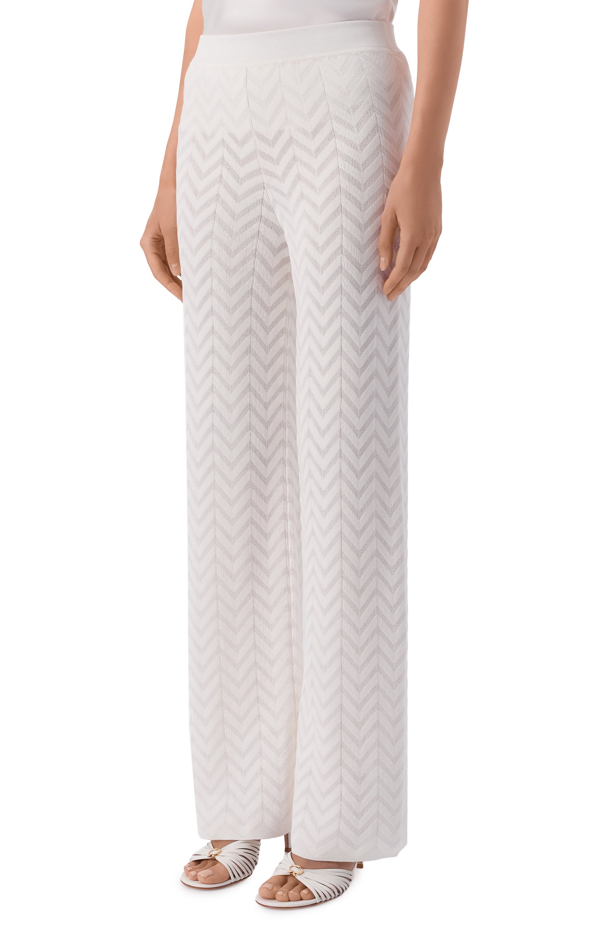 Брюки из хлопка и вискозы MISSONI белого цвета по цене 121500 руб., арт. DC26SI01/BK01H2, фото 3 Брюки из хлопка и вискозы MISSONI, арт. DC26SI01/BK01H2, фото 3