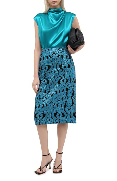 Топ из вискозы DRIES VAN NOTEN бирюзового цвета по цене 35650 руб., арт. 202-10756-1042, фото 2 Топ из вискозы DRIES VAN NOTEN, арт. 202-10756-1042, фото 2