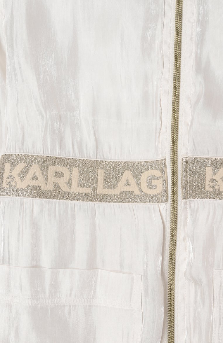 Детский плащ KARL LAGERFELD KIDS молочного цвета, арт. Z30490 | Фото 3 (Рукава: Длинные; Кросс-КТ: Демисезон; Материал внешний: Синтетический материал; Ростовка одежда: 7 лет | 122 см, 9 лет | 134 см, 13 - 15 лет | 158 см, 12 лет | 152 см, 16 лет | 164 см)